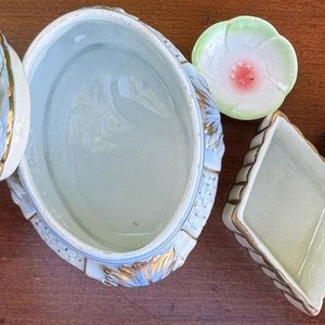 1 juego de 3 alhajeros en ceramica esmaltada española de alta calidad con una decoracion floral y pintados a mano - imagen 3