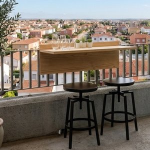 Mesa Plegable de Balcón en Madera Clara - imagen 2