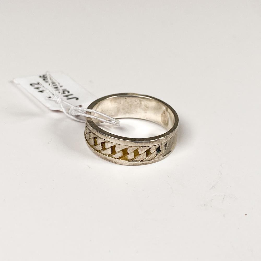 Anillo de Plata 925 con Diseño de Cadena, Medida 17 mm