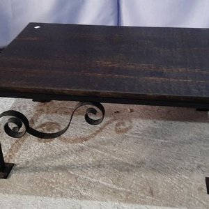 Mesa Ratona Rústica Madera y Hierro Forjado - imagen 3