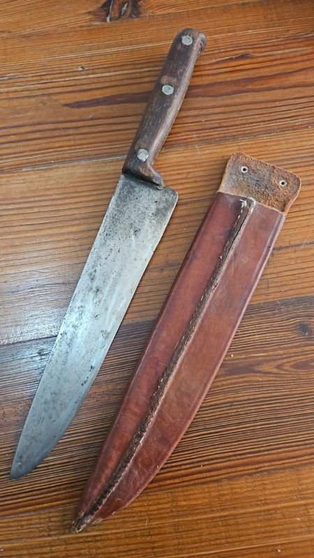 Cuchilla Franz Wenk Solingen Acero Inoxidable 24 cm con Funda de Cuero