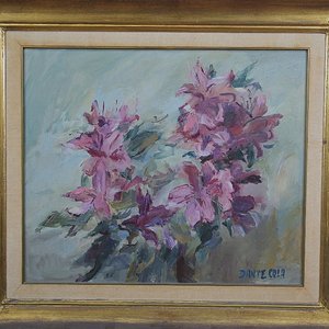 Óleo Floral de Dante Cola, Firmado, Marco Dorado a la Hoja - imagen 2