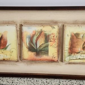 Cuadro Moderno con Flores y Marco de Madera - imagen 1