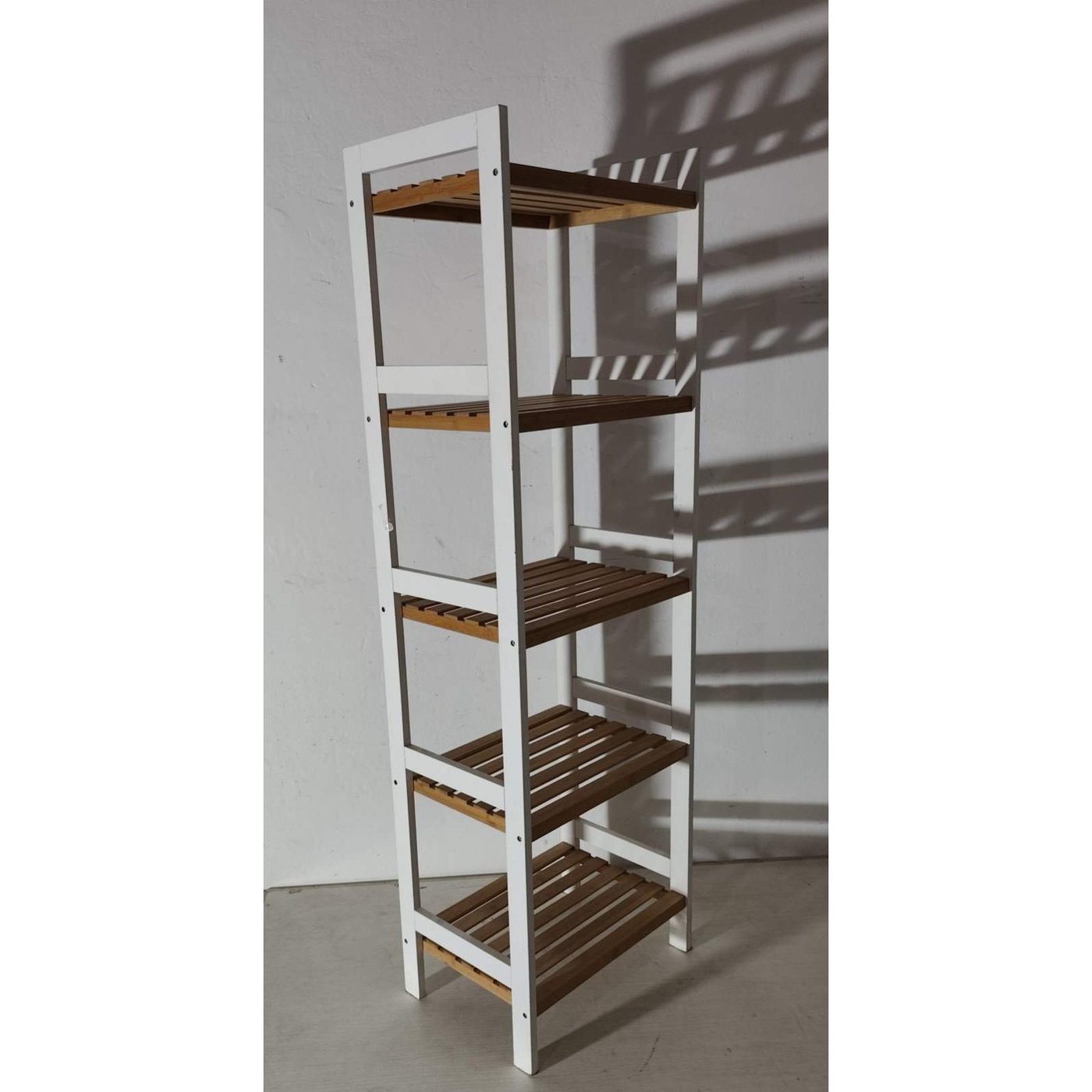 Estante de 5 Niveles Blanco y Madera