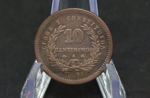 Moneda de 10 Centésimos de Uruguay, Año 1871 - imagen 1