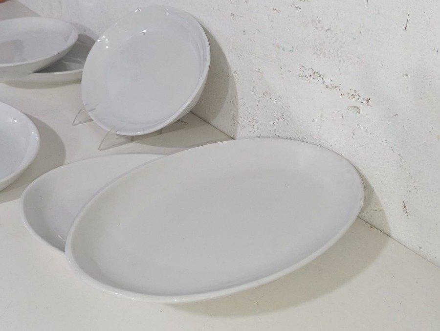 Platos de loza blancos ovalados - imagen 4