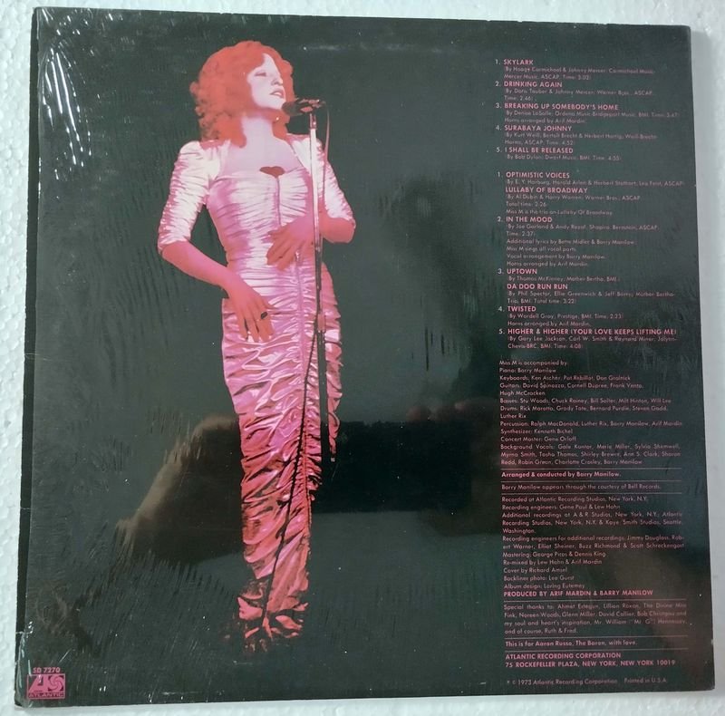 Bette Midler LP Importado USA 1973 - imagen 2