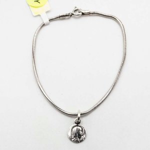 Lote siguiente: Pulsera de Plata 925 Estilo Cola de Ratón con Dije Religioso