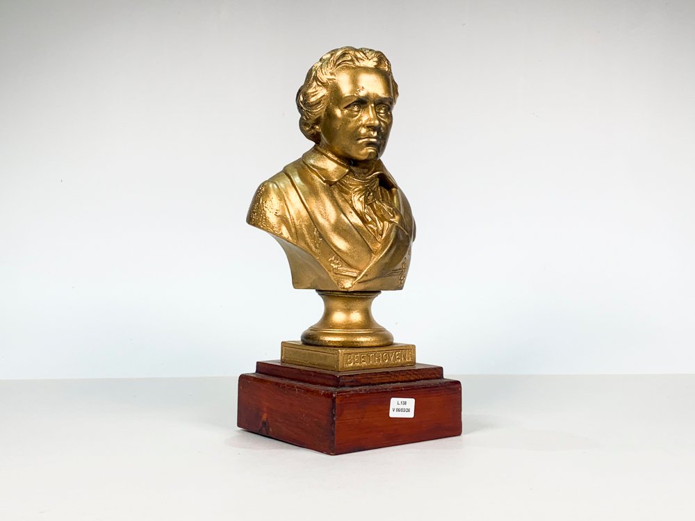 Busto de Beethoven en metal dorado - imagen 4