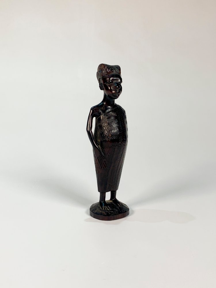 Talla en Madera de Dama Africana Embarazada - 17 cm