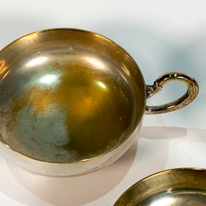 Bandeja y Seis Compoteras de Metal con Decoración Arabesca - imagen 5