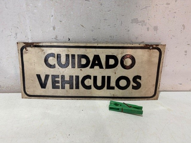 Cartel "Cuidado Vehículos" Litografiado Vintage