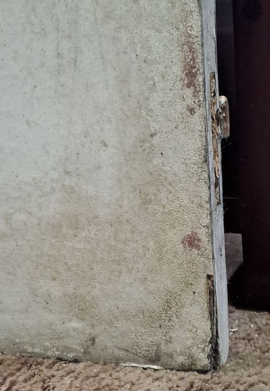 Puerta antigua con vidrio y detalles de madera - imagen 3