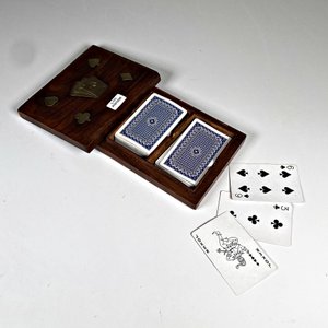 Caja de Madera y Bronce para Cartas con Naipes - imagen 2