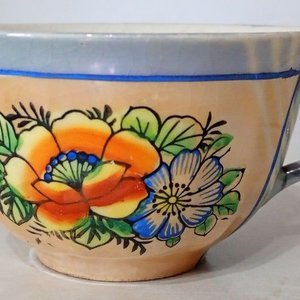 Taza de Té Antigua Porcelana Japonesa Lusterware Floral Pintada a Mano - imagen 1