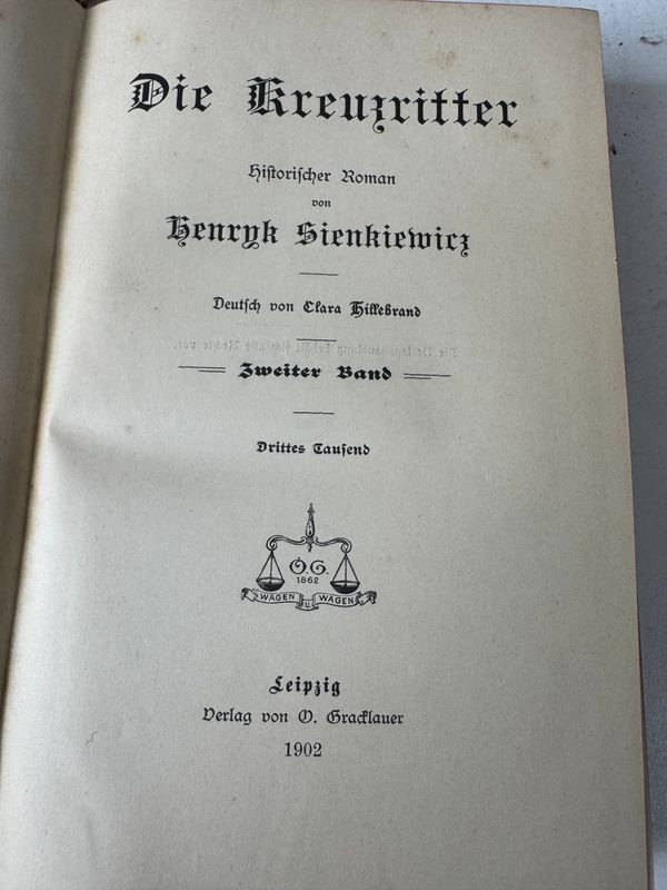 Dos Tomos de Los Cruzados, por Henryk Sienkiewicz - Edición O. Cradauert en Leipzig 1902 - imagen 3