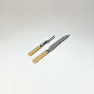 Juego de Cubiertos para Servir con Tenedor Trinchante y Cuchillo, Mangos Blancos - imagen 1