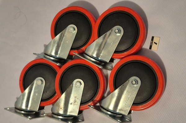Ruedas giratorias de poliuretano y metal de 5 pulgadas - imagen 1