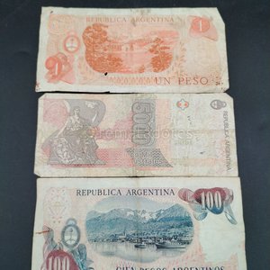 Billetes Argentinos: 1 Peso, 5000 Australes y 100 Pesos Argentinos - imagen 3