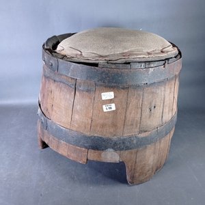 Banco Rústico de Barril de Madera con Asiento Acolchado - imagen 2