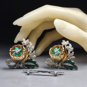 Broche Vintage "Coro Duette" Floral con Clips y Montura - imagen 8