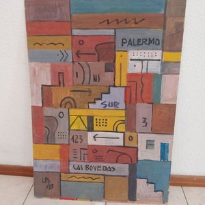 Lote anterior: Óleo sobre cartón abstracto "Palermo" firmado LPI 03