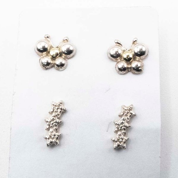 Dos Pares de Tornillos de Plata: Mariposas y Estrellas