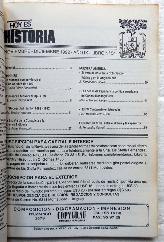 Revista Hoy Es Historia. Noviembre - Diciembre, 1992 - imagen 2