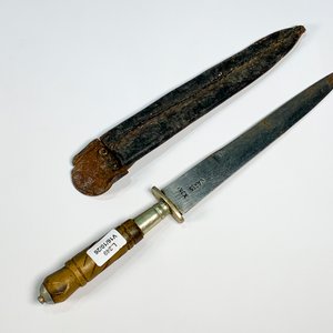 Cuchillo Antiguo con Cabo de Guampa y Vaina de Cuero - imagen 2