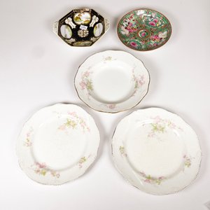 Lote de 5 Platos de Loza Estilo Canton y Noritake con Decoración Floral - imagen 2