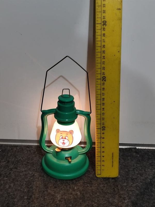 Farol de Juguete Antiguo a Pilas con Diseño de Oso - Verde