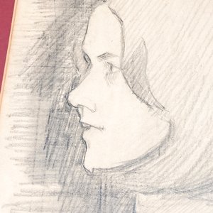 Retrato a Lápiz de Mujer por B. Luisi, Firmado y Fechado 1965 - imagen 4