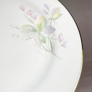 Seis Platos Llanos "Bavaria" Porcelana Decorado Floral Guarda Dorada 26cm - imagen 3