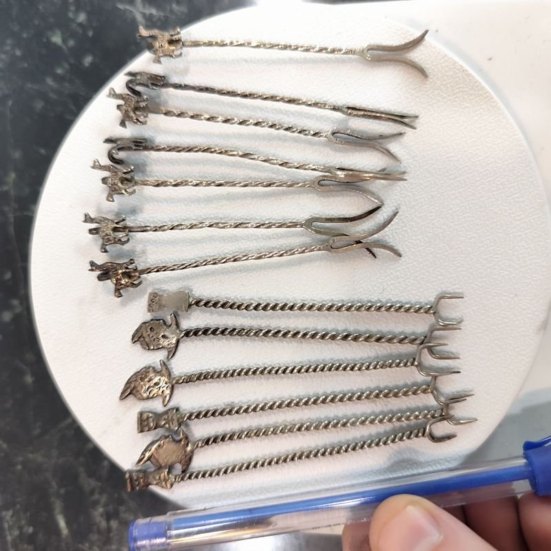 Lotes de pinchos de copetín en plata peruana 925 - imagen 2