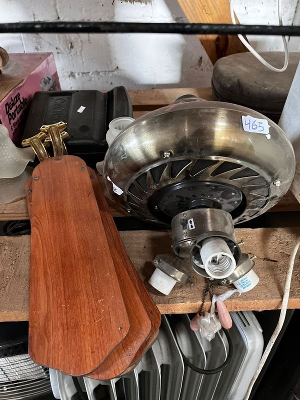 Ventilador de Techo con 3 Aspas de Madera y Bronce