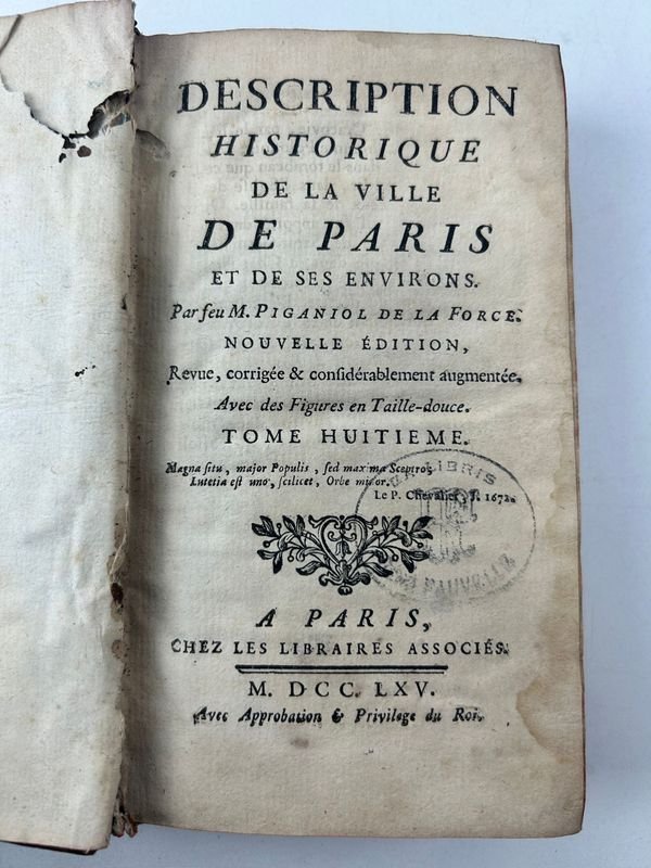 Dos tomos de Descripción histórica de la ciudad de París y sus alrededores, por Piganiol de la Force - imagen 2