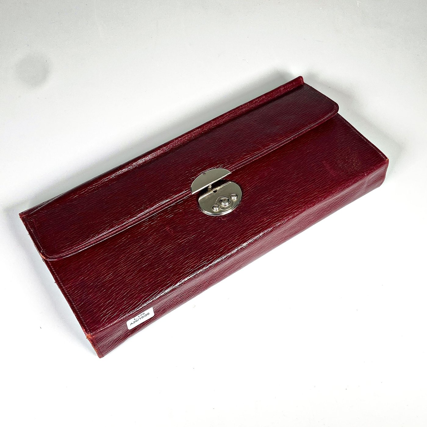 Cartera Inglesa de Cuero para Guantes con Pinza, Perfumero de Cristal, Plata y Carey