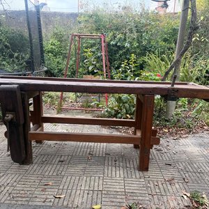 Banco de Trabajo de Carpintero Antiguo de Hierro y Madera Maciza - imagen 2