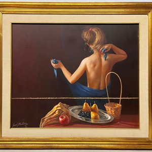 Oleo "Desnudo de espaldas" de Juan Montans - 60 x 75 cm - imagen 2