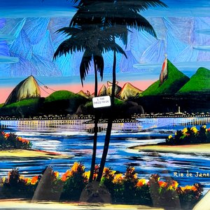 Bandeja Decorativa de Madera y Vidrio con Paisaje de Río de Janeiro - imagen 3