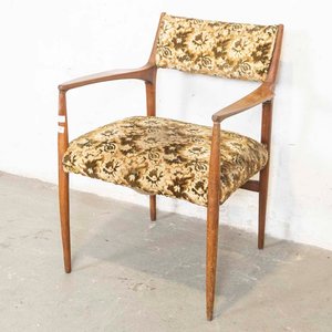 Butaca Danesa Estilo Mid-Century con Tapizado Floral en Pana Labrada - imagen 1