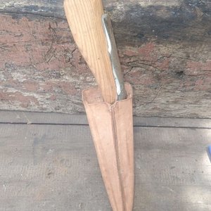 Cuchillo Antiguo de Hoja de Tijera de Esquilar Inglesa con Funda de Cuero - imagen 6