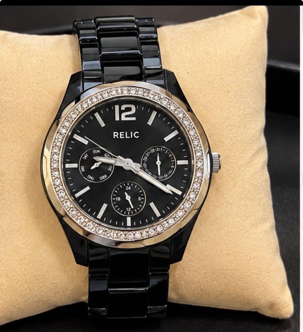 Reloj Relic Executive Black Crystal Edition Multifunción con Bisel Engastado