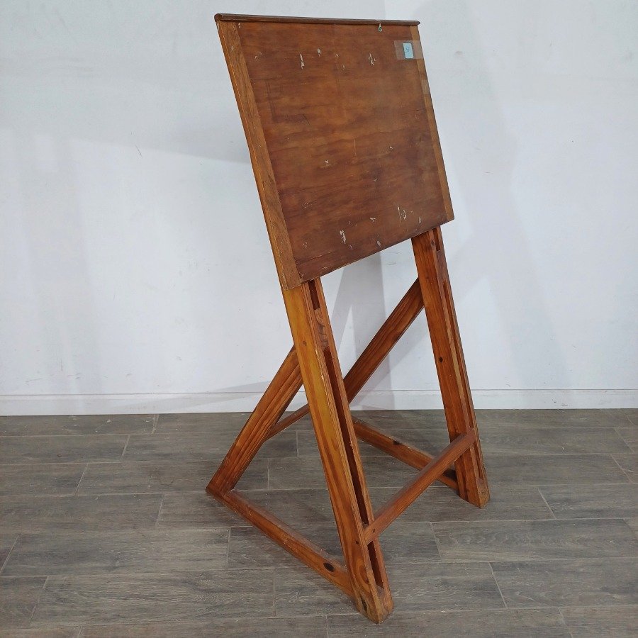 Mesa de dibujo en pino ajustable con tapa de enchapado - imagen 3