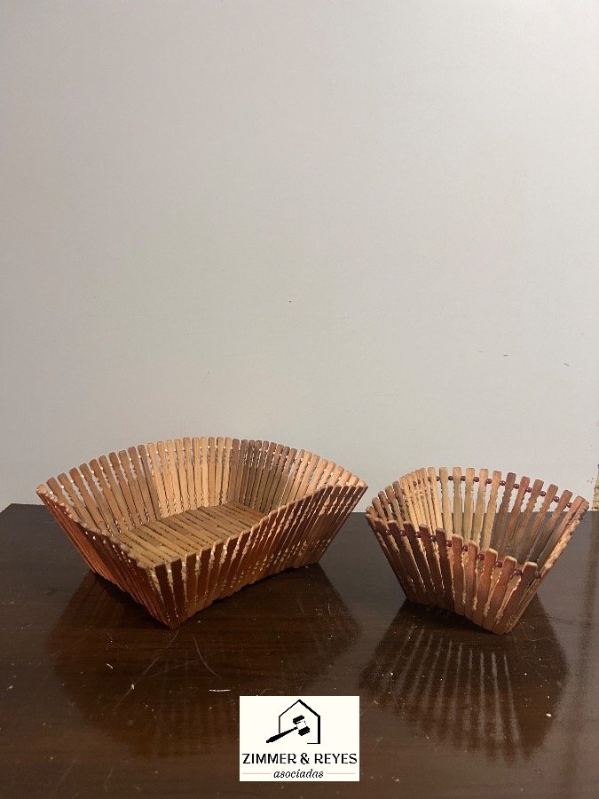 Juego de 2 Canastas Paneras de Madera