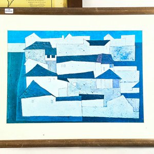 Dos Cuadros: Mapa Antiguo de Montevideo y Paisaje de Caseríos - imagen 2