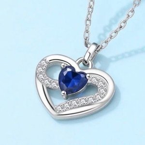 Collar Corazón Azul en Plata 925 con Circonias - imagen 2