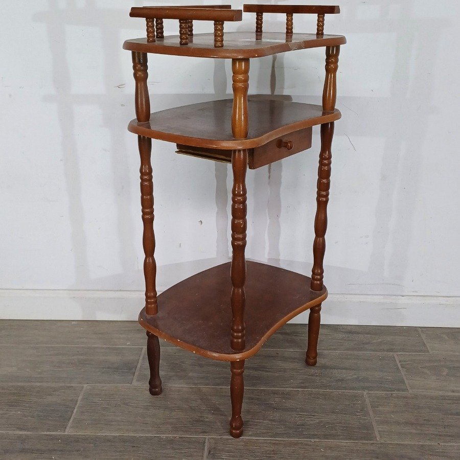 Mesita para teléfono en cedro con patas torneadas y cajón - imagen 6