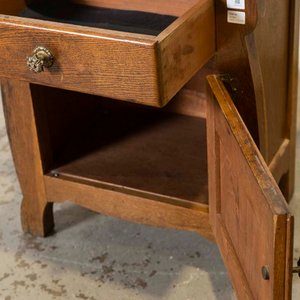 Mesa de Luz Rústica de Roble con Puerta y Cajón - imagen 3