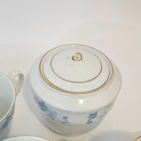 Juego de té hermoso en porcelana blanca y azul - imagen 4